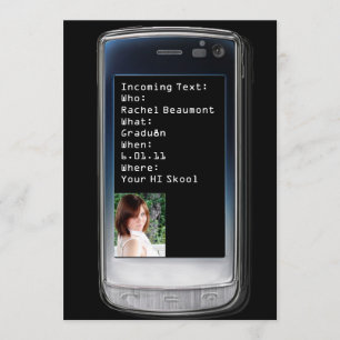 Invitación de graduación de texto de teléfono celu