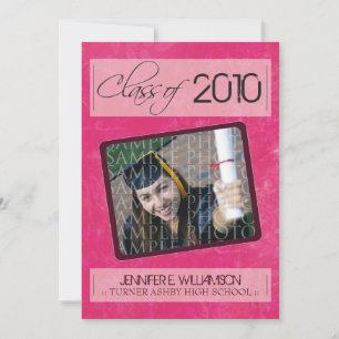Invitación de graduación de textura gruesa (rosa c