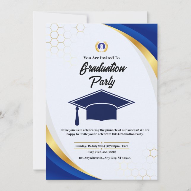 Invitación de graduación de tipografía audaz (Anverso)