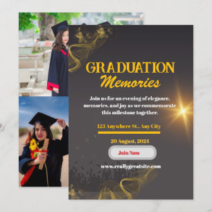 Invitación de graduación de tipografía audaz