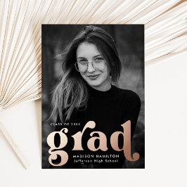 Invitación de graduación de tipografía de oro Rosa