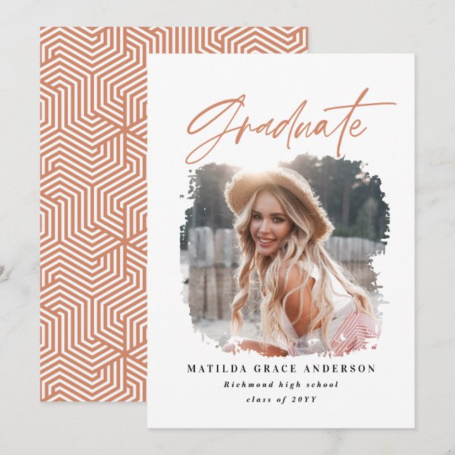 Invitación de graduación de tipografía fotográfica (Anverso / Reverso)