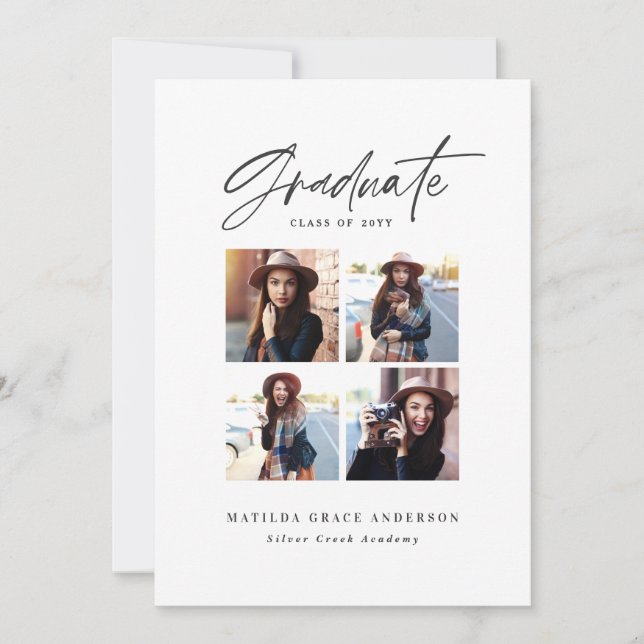 Invitación de graduación de tipografía fotográfica (Anverso)