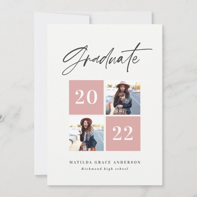 Invitación de graduación de tipografía fotográfica (Anverso)