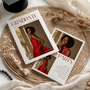 Invitación de Graduación de Tipografía Roja Editor