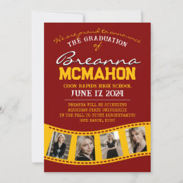 Invitación de graduación de tiras de película de o
