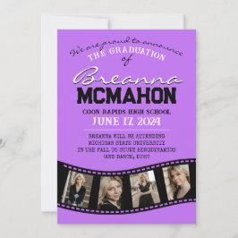 Invitación de graduación de tiras de película mora