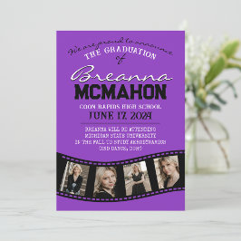 Invitación de graduación de tiras de película mora