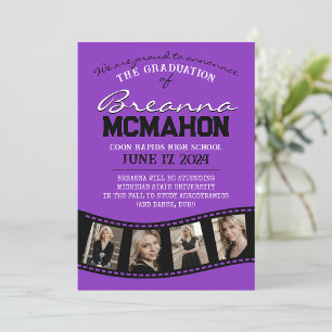 Invitación de graduación de tiras de película mora