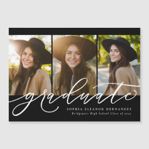Invitación de graduación de tres fotos de guión mo