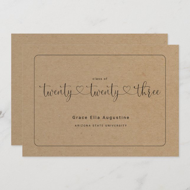 Invitación de graduación de una mujer educada (Anverso / Reverso)