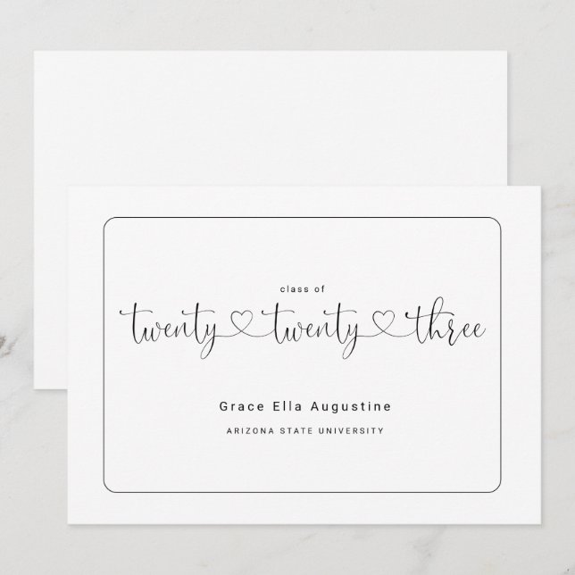 Invitación de graduación de una mujer educada (Anverso / Reverso)