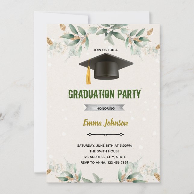 invitación de graduación de vegetación (Anverso)