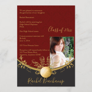 Invitación de graduación de voleibol de oro