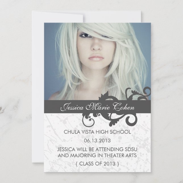 Invitación de graduación de Wild Swirls (Anverso)