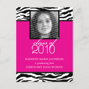 Invitación de graduación de Zebra Fabulous 2010