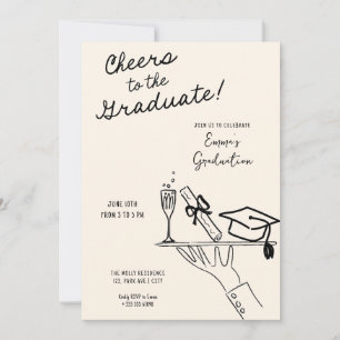 Invitación de Graduación del camarero dibujado por