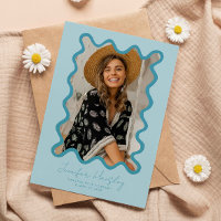 Invitación de Graduación del fotograma de foto azu