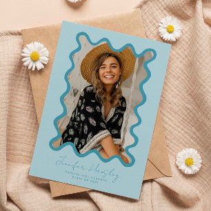 Invitación de Graduación del fotograma de foto azu