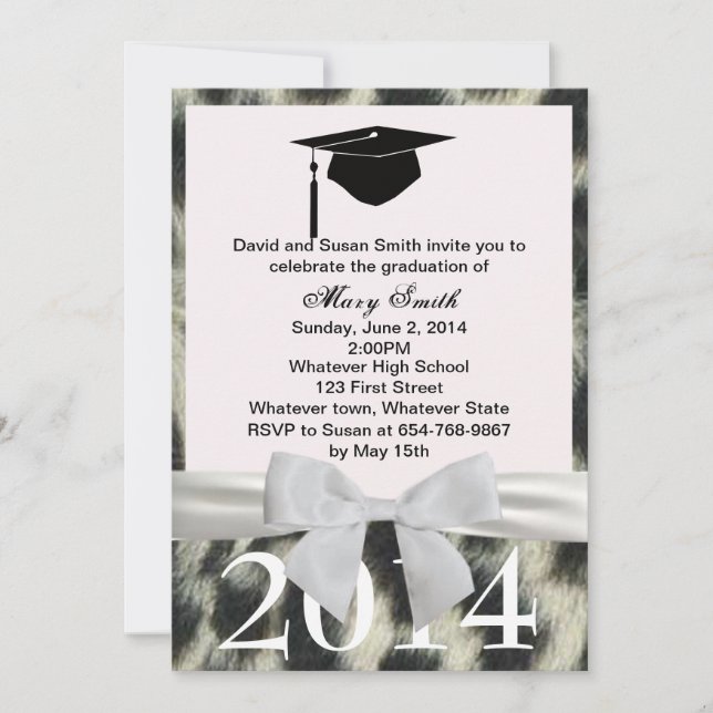 Invitación de graduación del leopardo de nieve de  (Anverso)