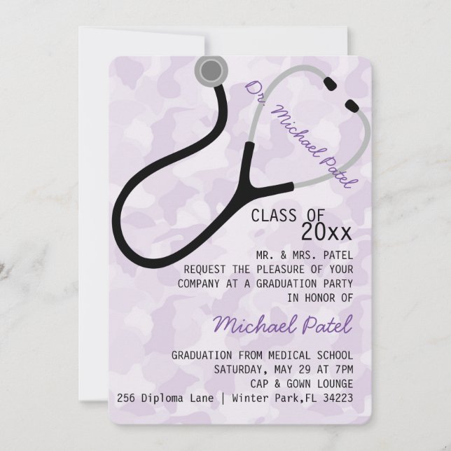 Invitación de graduación del Médica médico de Stet (Anverso)