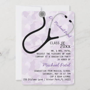 Invitación de graduación del Médica médico de Stet