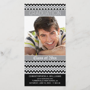 Invitación de graduación del patrón Chevron (negro