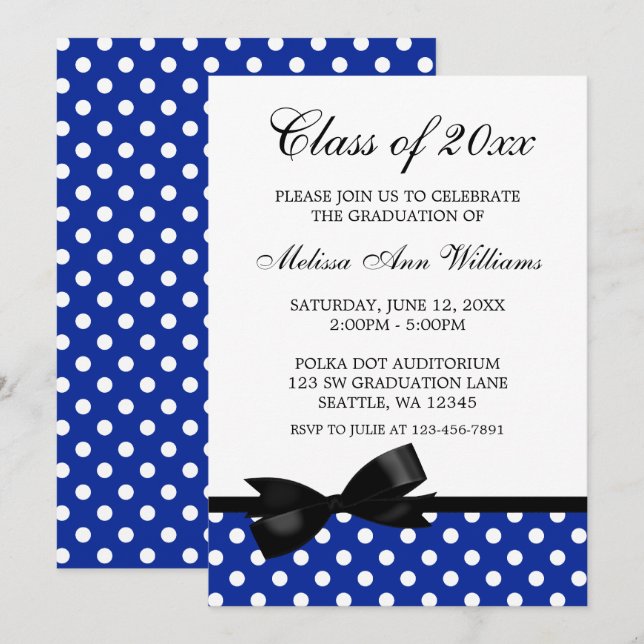 Invitación de graduación del Punto Negro del Polka (Anverso / Reverso)