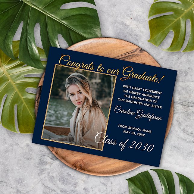 Invitación de graduación del Purpurina Dark Blue G (Subido por el creador)