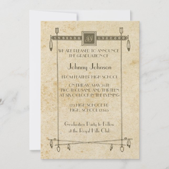 Invitación de Graduación del Tema de Banner Retro  (Anverso)