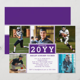 Invitación de graduación deportiva de 5 fotos mora