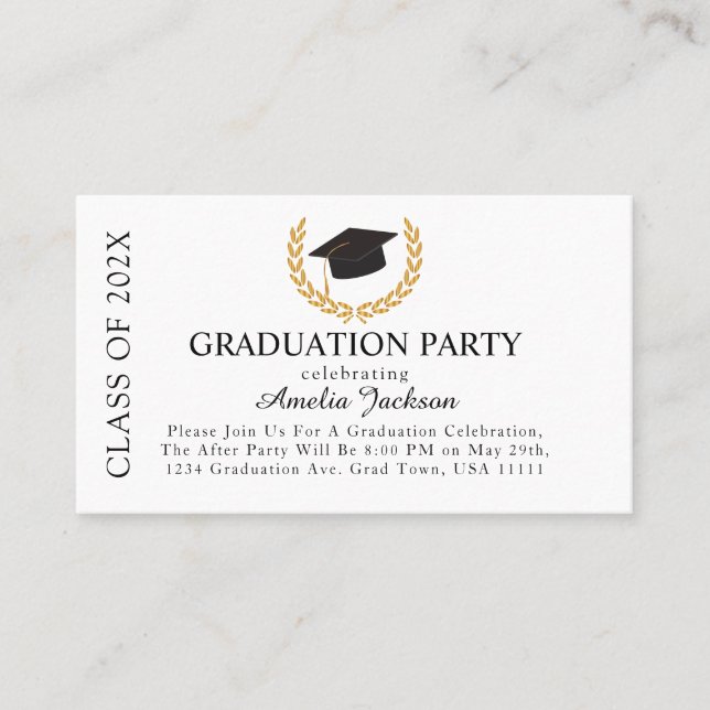 Invitación de graduación después de insertar tarje (Anverso)