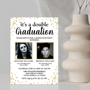 Invitación de graduación doble con dos fotos de gr