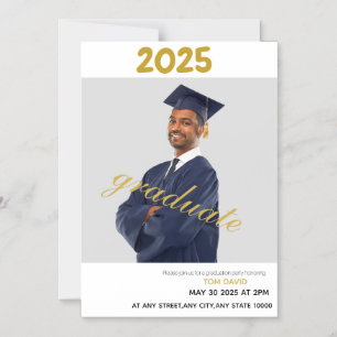 Invitación de graduación dorada magnética delgada
