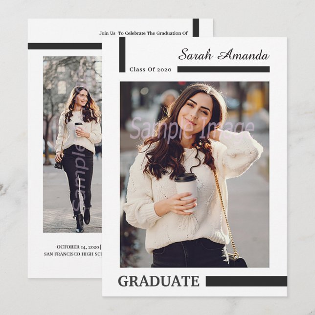 Invitación de graduación e invitación (Anverso / Reverso)