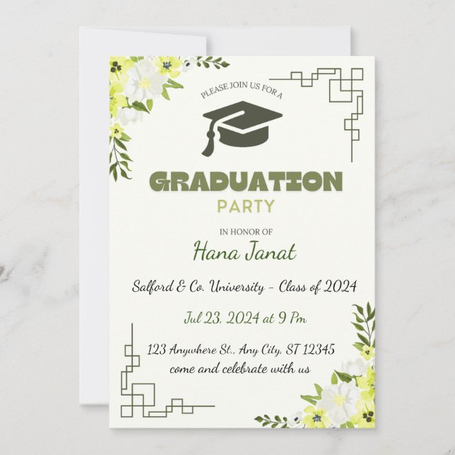 Invitación de graduación editable (Anverso)