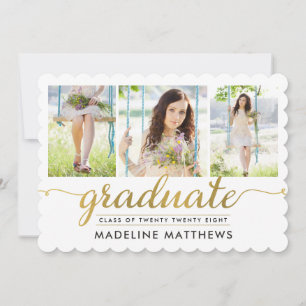 Invitación de graduación editable con guión elegan