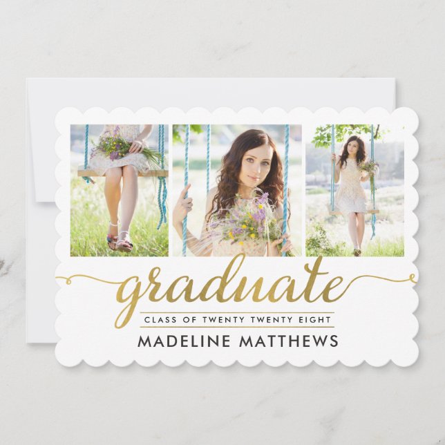 Invitación de graduación editable con guión elegan (Anverso)