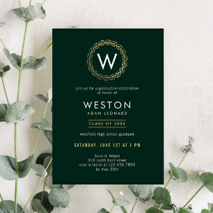 Invitación de graduación editable de corona clásic