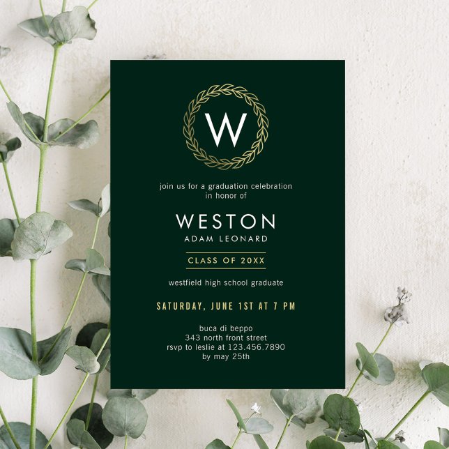 Invitación de graduación editable de corona clásic (Subido por el creador)