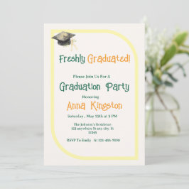 Invitación de graduación elegante amarilla moderna