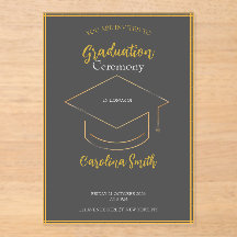 Invitación de graduación elegante gris y dorado
