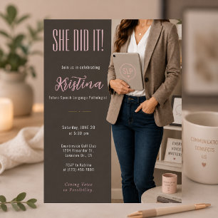 Invitación de graduación elegante para un SLP