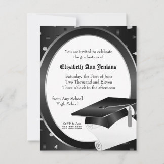 Invitación de graduación en blanco y negro