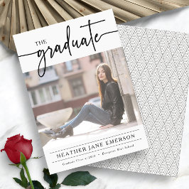 Invitación de graduación en blanco y negro