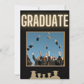 Invitación de graduación en negro y oro