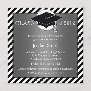 Invitación de graduación en plata y negro