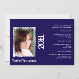 Invitación de graduación en tonos azul y blanco