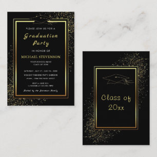 Invitación de graduación enmarcada de Purpurina de