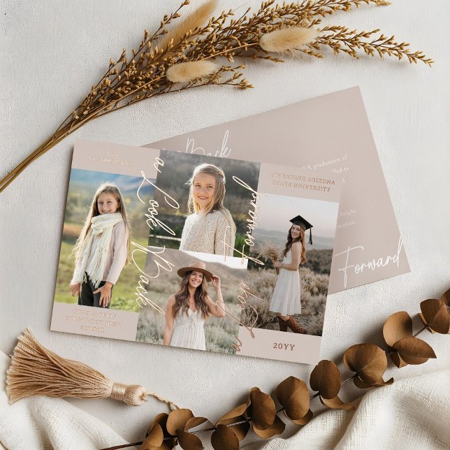 Invitación de graduación entonces y ahora de Colla (Graduation Then & Now Photo Collage Announcement)